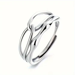 1pc 925 Sterling Silver Multi-Layer Adjustable Ring – Elegant & Versatile for All Occasions