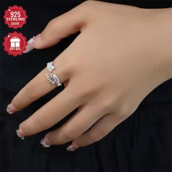 925 Sterling Silver Cute Cat Open Adjustable Ring – Light Luxury for Daily and Party Wear