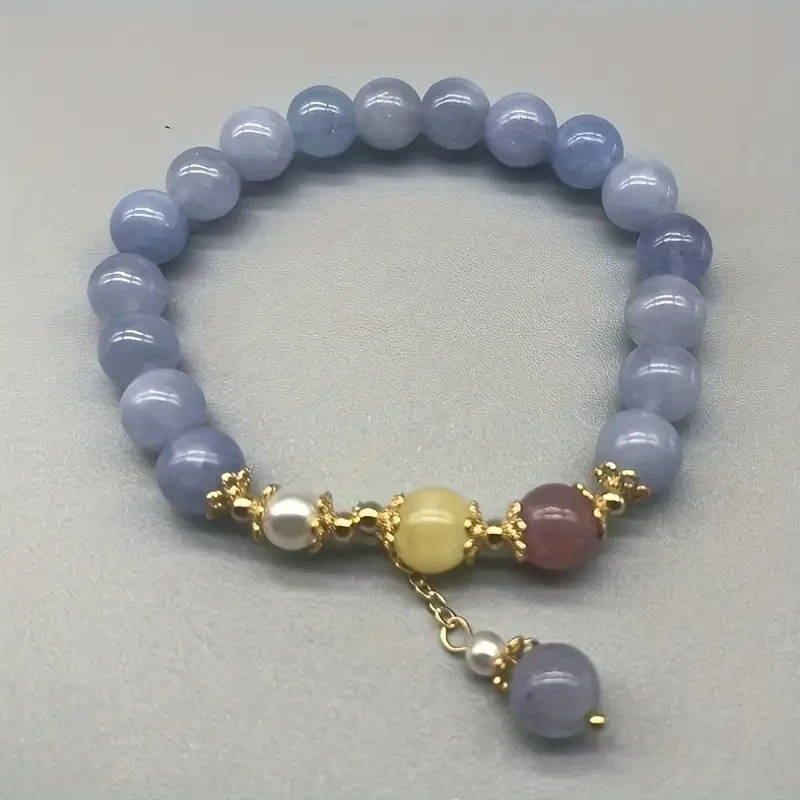 Natural Aquamarine & Beads Bracelet with Golden-Tone Accents – Bohemian Elegance for Every Occasion