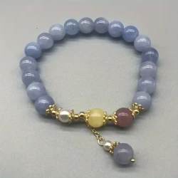 Natural Aquamarine & Beads Bracelet with Golden-Tone Accents – Bohemian Elegance for Every Occasion