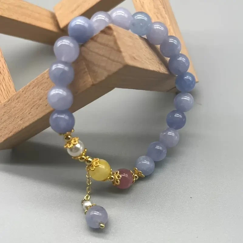 Natural Aquamarine & Beads Bracelet with Golden-Tone Accents – Bohemian Elegance for Every Occasion