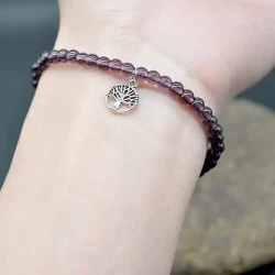 Bohemian Style Purple Beaded Bracelet with Tree of Life Charm – Fashion Accessory, Perfect for Holiday Gifts