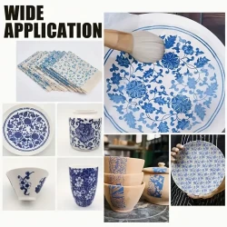 8 Sheets Blue and White Porcelain Pattern Ceramic Decals