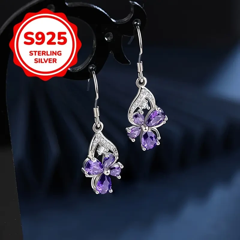 2pcs 925 Sterling Silvery Fashion Butterfly Dance Long Earrings – Perfect for Daily Wear or Parties, Exquisite Gift