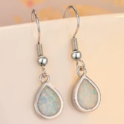 925 Silvery Inlaid Exquisite Opal Women’s Earrings and Jewelry - Anti-Allergy, Perfect for Daily Life, Parties, and Special Occasions