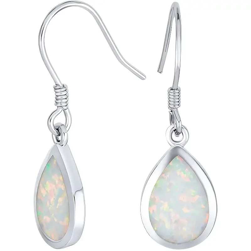 925 Silvery Inlaid Exquisite Opal Women’s Earrings and Jewelry - Anti-Allergy, Perfect for Daily Life, Parties, and Special Occasions