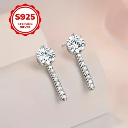 2pcs 925 Sterling Silvery Minimalist Single Row Long Earrings – Perfect for Daily Wear or Parties, an Exquisite Gift