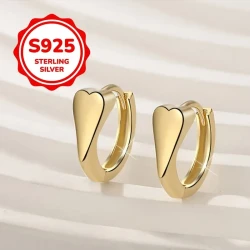 2pcs 925 Sterling Silvery Polished Heart Stud Earrings – Perfect for Everyday and Party Wear, Exquisite Gift