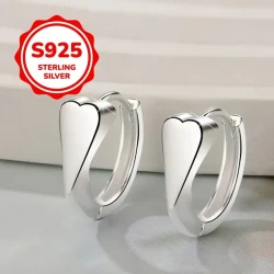 2pcs 925 Sterling Silvery Polished Heart Stud Earrings – Perfect for Everyday and Party Wear, Exquisite Gift