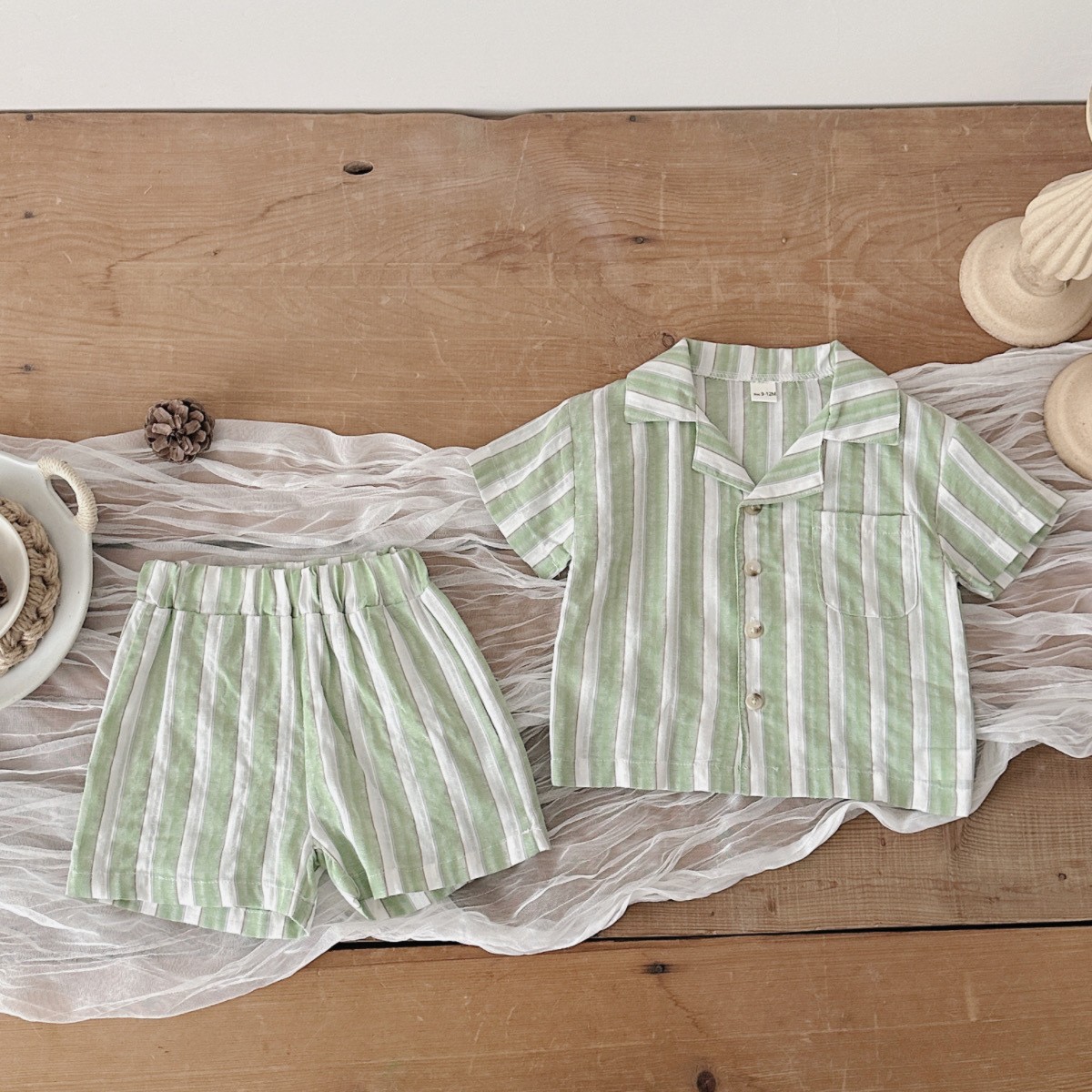 Children's Striped Cool Breathable Short-sleeved Sports Shorts