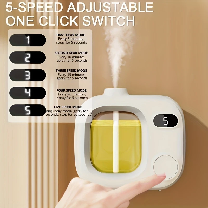Intelligent Aromatherapy Diffuser with Rechargeable Battery – 5-Level Timer, Air Purification for Office & Bedroom