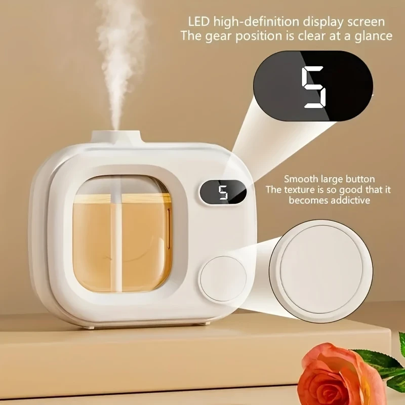 Intelligent Aromatherapy Diffuser with Rechargeable Battery – 5-Level Timer, Air Purification for Office & Bedroom