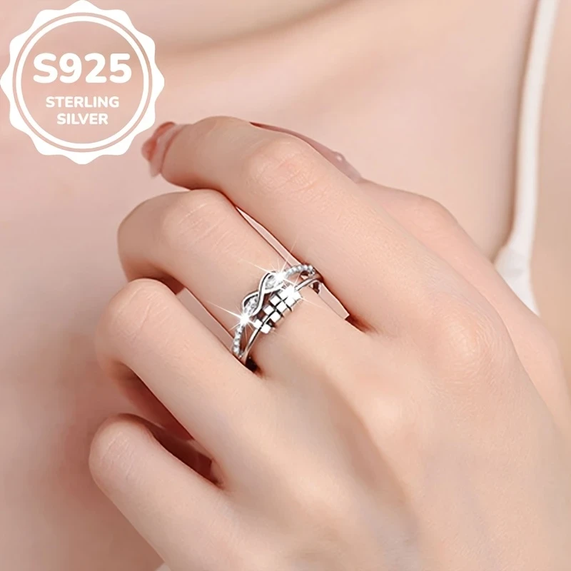 1pc Infinity Symbol 8-Shaped Luck Ring – Women’s Infinite Love Ring, Hypoallergenic, Inlaid with Synthetic Zirconia, Adjustable Opening – A Must-Have Jewelry for Daily Wear, Perfect Gift for Family and Friends