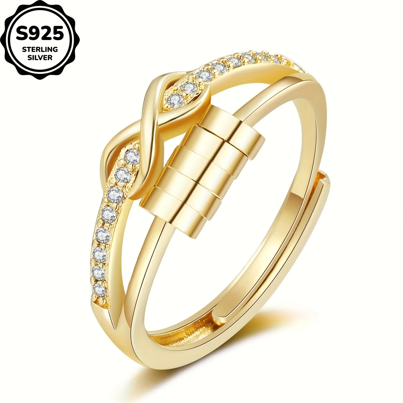 1pc Infinity Symbol 8-Shaped Luck Ring – Women’s Infinite Love Ring, Hypoallergenic, Inlaid with Synthetic Zirconia, Adjustable Opening – A Must-Have Jewelry for Daily Wear, Perfect Gift for Family and Friends
