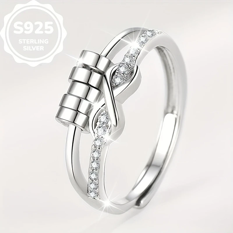 1pc Infinity Symbol 8-Shaped Luck Ring – Women’s Infinite Love Ring, Hypoallergenic, Inlaid with Synthetic Zirconia, Adjustable Opening – A Must-Have Jewelry for Daily Wear, Perfect Gift for Family and Friends