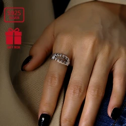 1pc Vintage-Inspired 925 Sterling Silver Adjustable Open Ring for Women – Geometric Chain Design, Hip Hop & Casual Attire Accessory, Party Jewelry, Durable Adjustable Ring