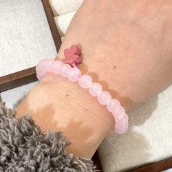 Handmade Artificial Jade-Like Pink Bead Elastic Bracelet with Cute Bear Charm – Stretchy Comfort Fit Minimalist Jewelry for Women, Casual Attire & Gift Giving, Cartoon Bear Design, Stylish Lightweight Accessory