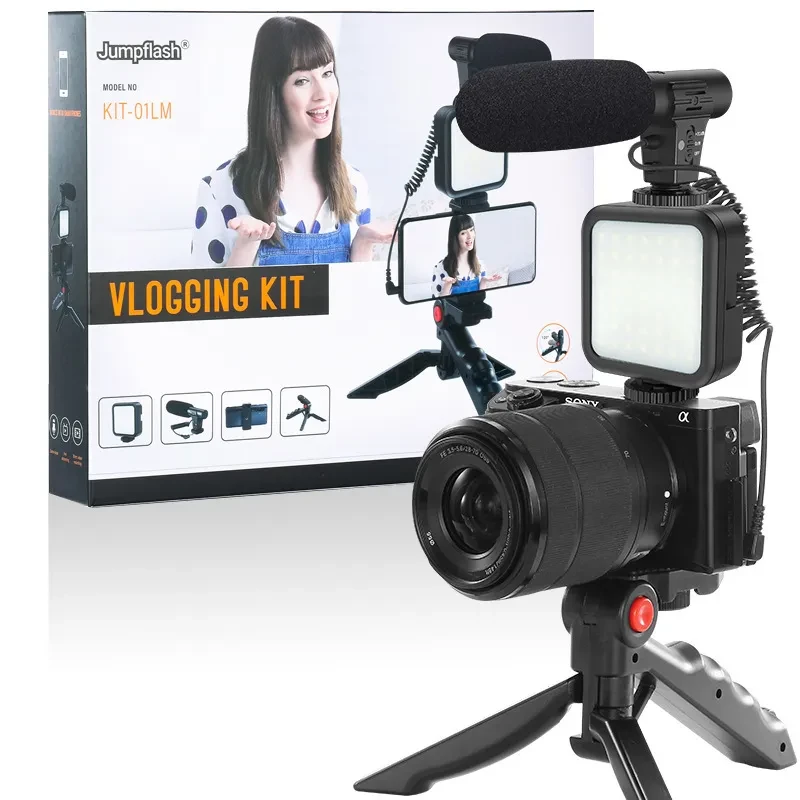 Streamer's Choice, Complete Vlogging Kit: Portable Tripod, Pocket Light, Beauty Fill Light, Microphone