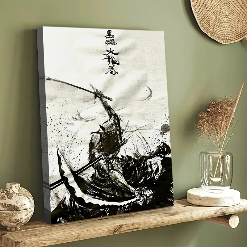 Canvas Print Poster with Wooden Frame Featuring Anime Zoro Art – Premium Gallery-Wrapped Canvas Decor