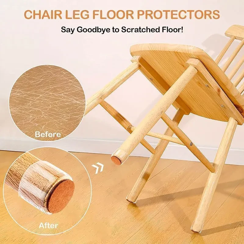24pcs Transparent Silicone Chair Leg Covers with Felt Pads