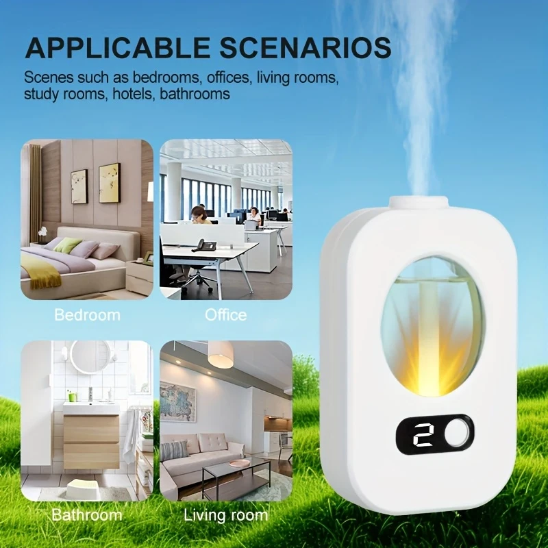USB Rechargeable Smart Aroma Diffuser and Humidifier – Essential Oil Compatible, Quiet Mist with Night Light, Non-Waterproof, Ideal for Home, Office, Bathroom, and Toilet