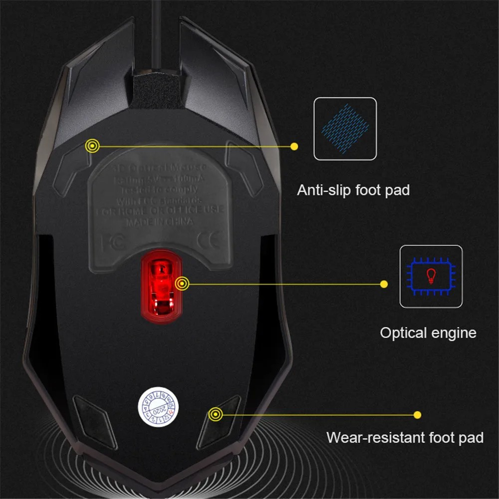 USB Wired Gaming Mouse 5000 DPI – Ergonomic, Silent, and Backlit Professional Gamer Mice