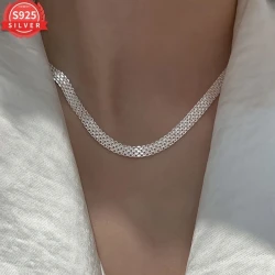 Elegant 925 Silver Women’s Fashion Necklace – Hypoallergenic Unique Woven Chain