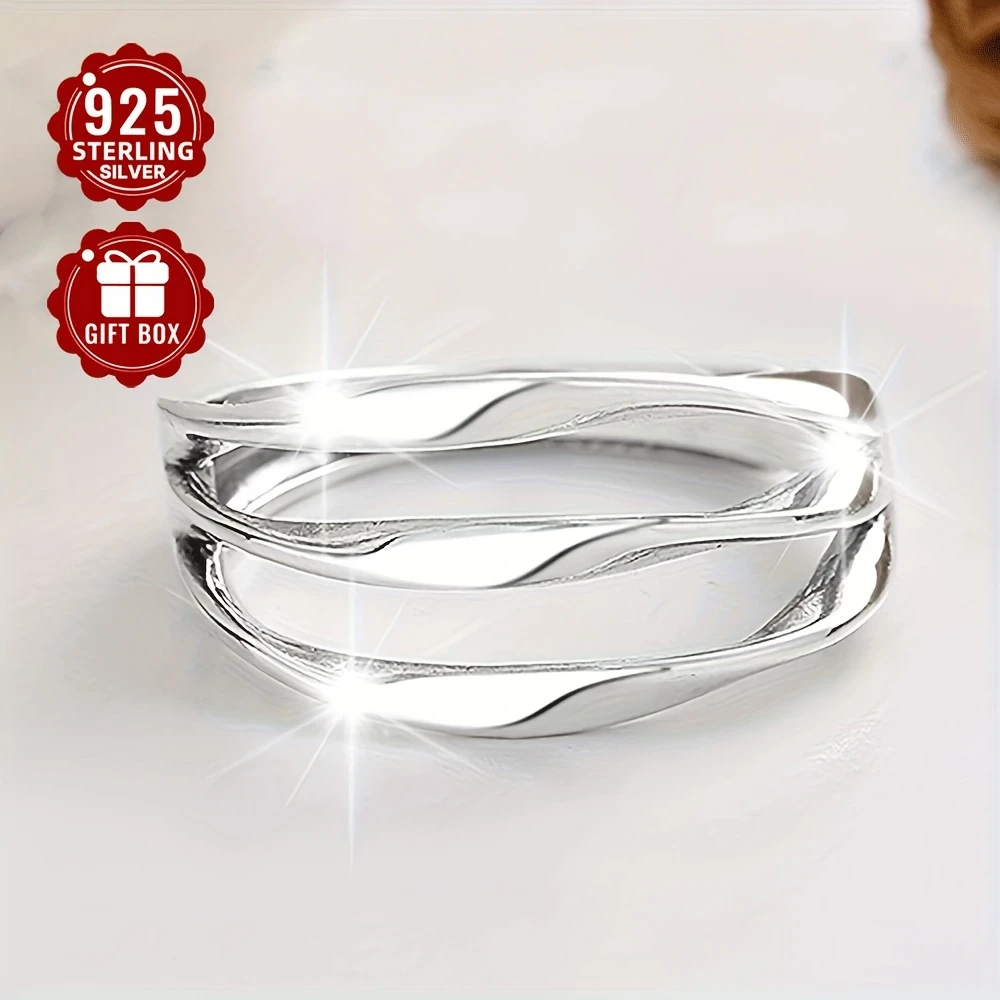 925 Silver Ring with Multi-Layer Design – Elegant Adjustable Jewelry