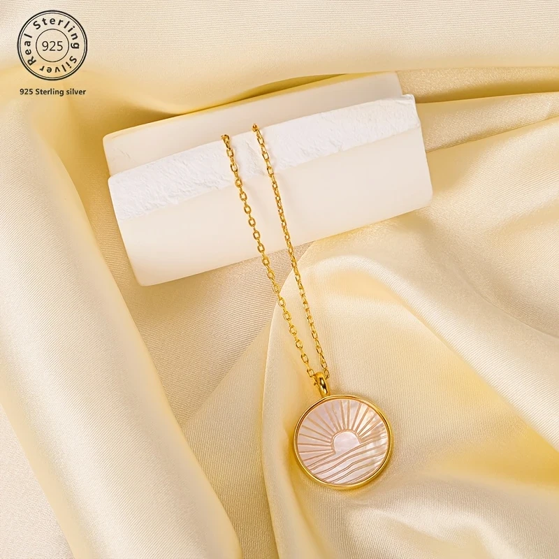 925 Sterling Silver Sunset Moment Necklace – Stylish and Simple Atmosphere