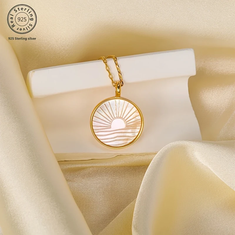 925 Sterling Silver Sunset Moment Necklace – Stylish and Simple Atmosphere