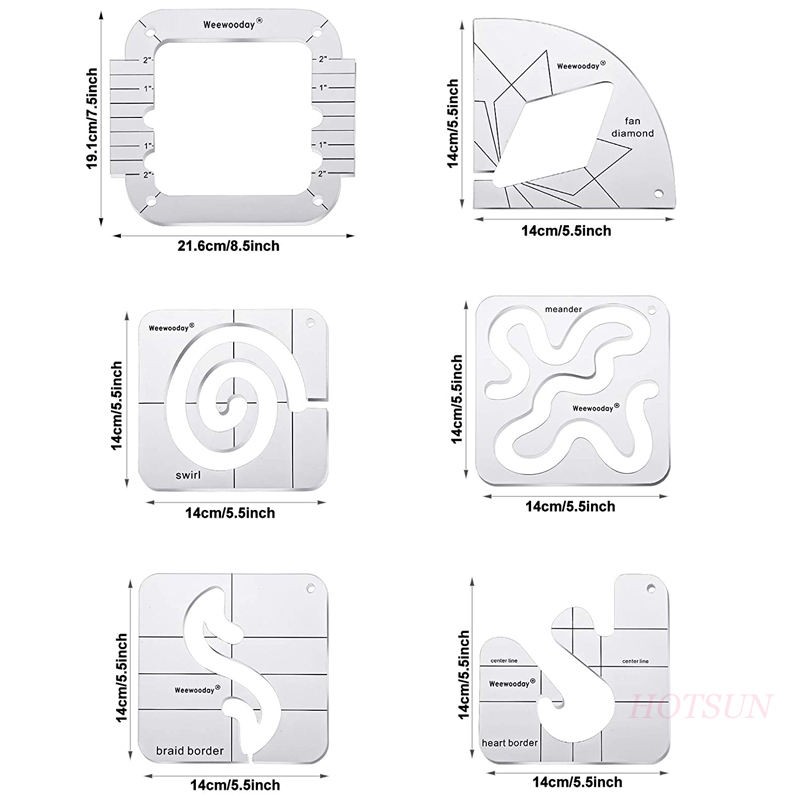 Free-Motion Garment Ruler Set (11 PCS)
