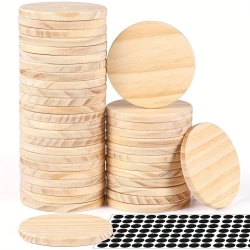 42pcs 10.16 cm Round Blank Wooden Coasters with Non-Slip Silicon Dots