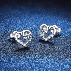 925 Silver 0.3 Carat Round Moissanite Love Heart Earrings for Couples – Perfect for Daily Wear, Proposals, Parties, Weddings, and Gifts for Special Occasions