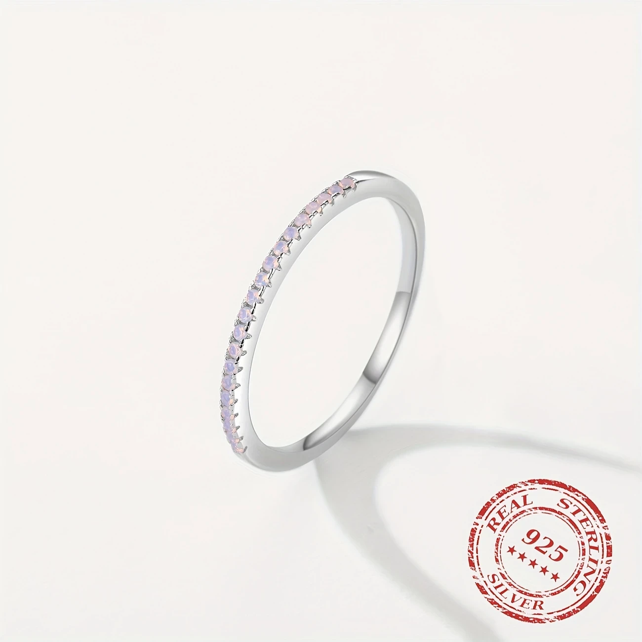Elegant 925 Sterling Silver Ring with Pink Crystal Design, Rhodium Plated – Perfect Valentine's Day Gift for Women