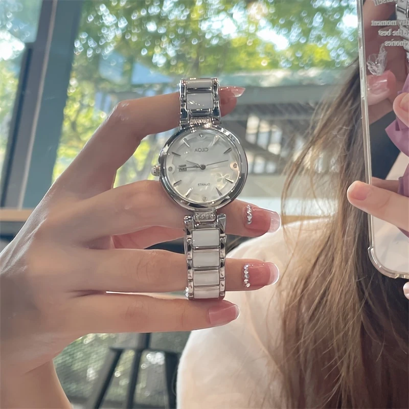 CILOA Elegant Women's Watch – Ceramic Band, Stainless Steel Case, Quartz Movement, Fashionable and Luxurious Accessory