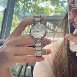 CILOA Elegant Women's Watch – Ceramic Band, Stainless Steel Case, Quartz Movement, Fashionable and Luxurious Accessory