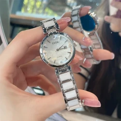 CILOA Elegant Women's Watch – Ceramic Band, Stainless Steel Case, Quartz Movement, Fashionable and Luxurious Accessory