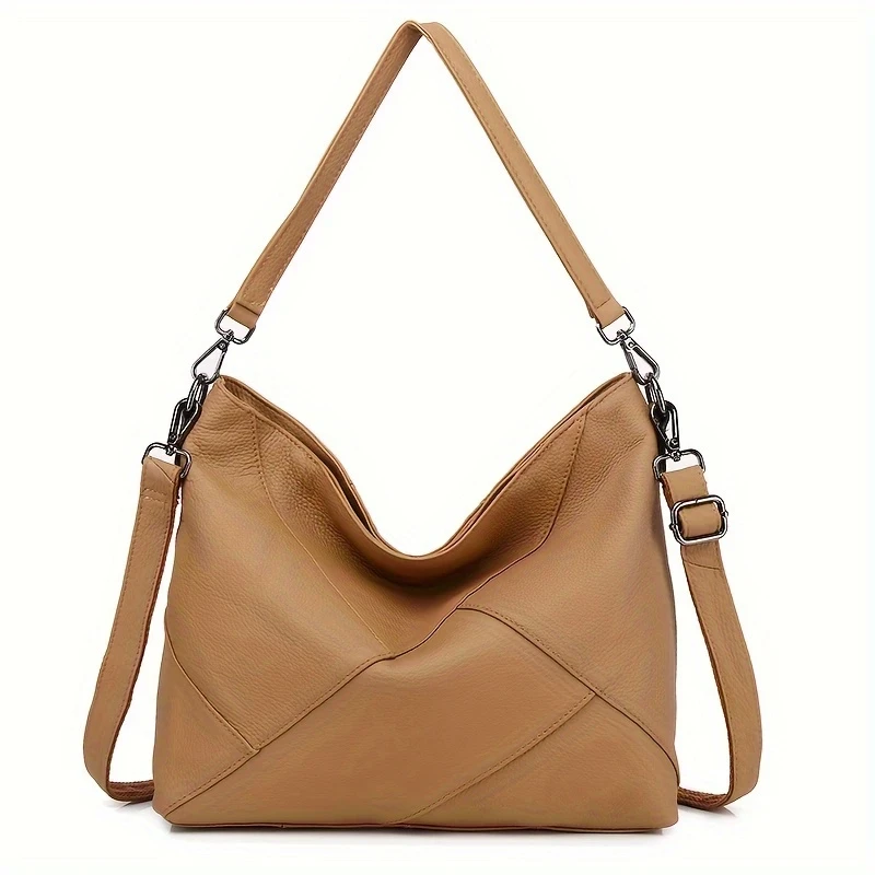 Genuine Leather Single Shoulder Women's Bag – Splicing Casual Versatile Crossbody Bag