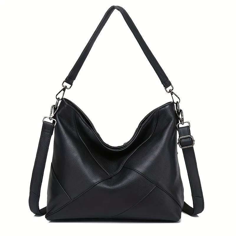 Genuine Leather Single Shoulder Women's Bag – Splicing Casual Versatile Crossbody Bag