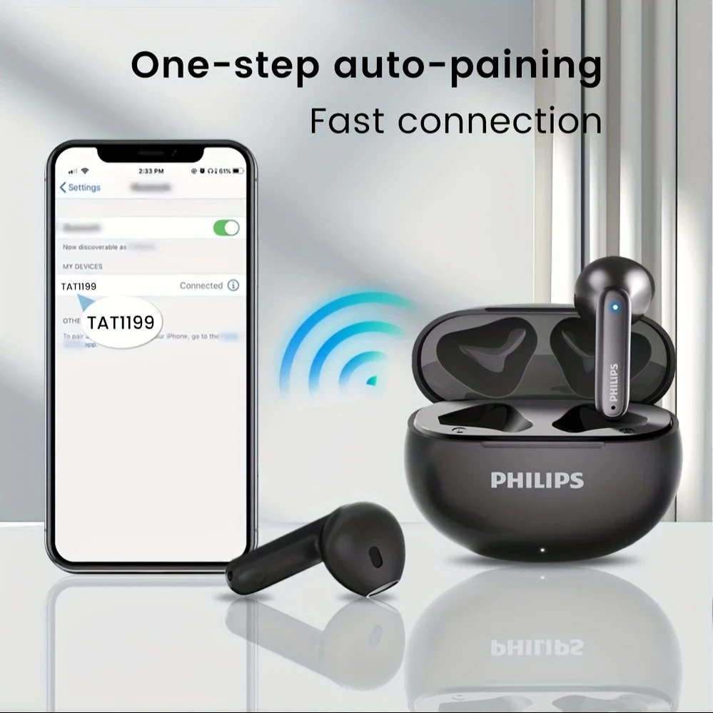 Philips Premium Wireless Earphones with Active Noise Cancellation – Earbuds with Condenser Microphone, Compatible with Smartphones for Sports, Exercise, Movies, TV Series, and Video Games