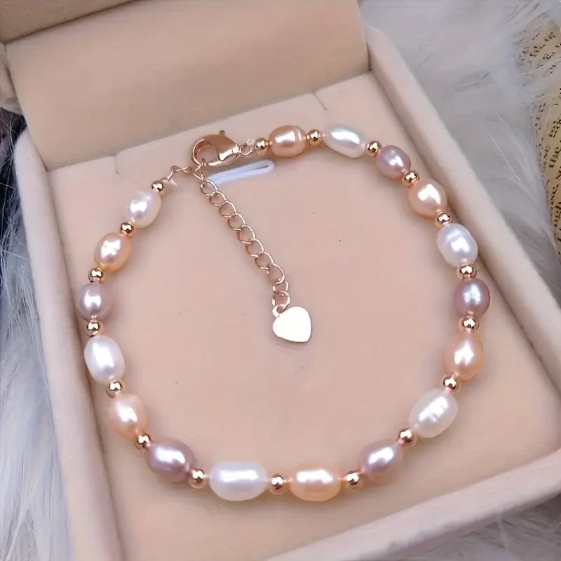 Women’s Elegant Minimalist Freshwater Pearls Bracelet – Fashionable Irregular Baroque Bead Design, Unplated Jewelry Gift for Daily Wear and Special Occasions