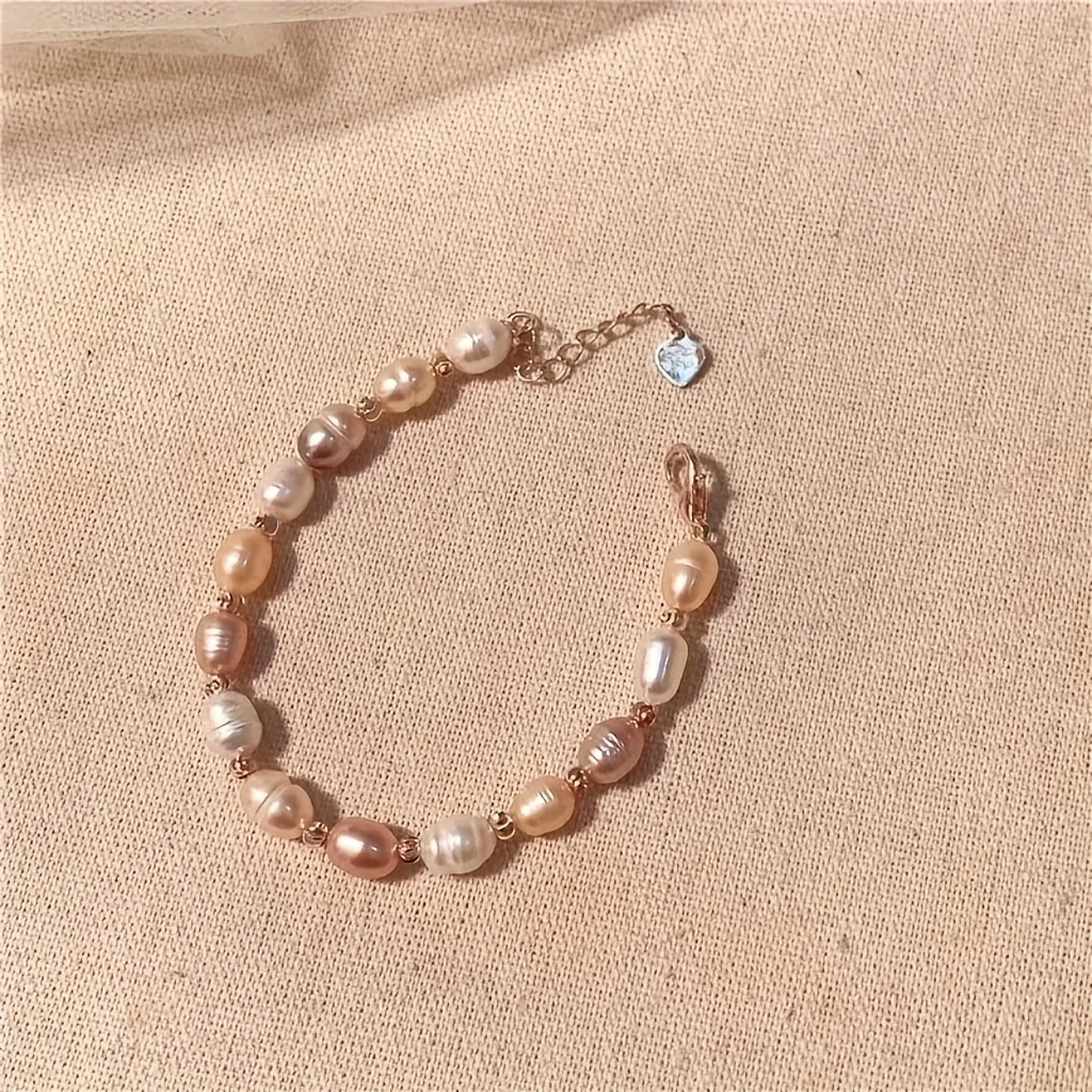 Women’s Elegant Minimalist Freshwater Pearls Bracelet – Fashionable Irregular Baroque Bead Design, Unplated Jewelry Gift for Daily Wear and Special Occasions