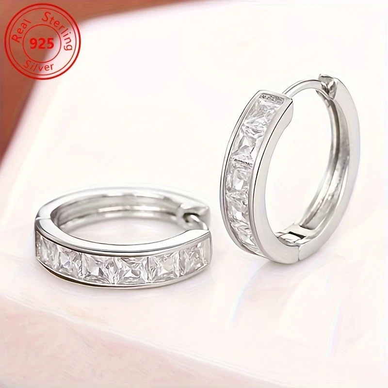 Pairs of S925 Silver Earrings – Fashionable and Simple Zirconia Earrings for Daily Wear
