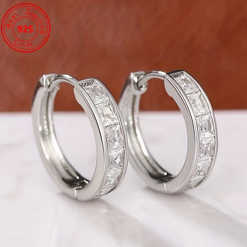 Pairs of S925 Silver Earrings – Fashionable and Simple Zirconia Earrings for Daily Wear