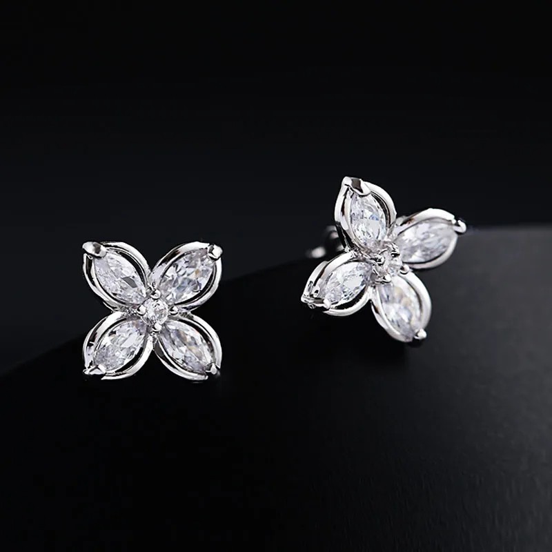 JIOFREE AAA Cubic Zirconia Flower Shape Clip-On Earrings – No Piercing Needed