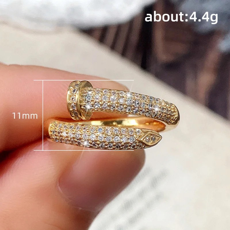 CAOSHI Hip-Hop Style Open Ring – Chic and Trendy Gold Zirconia Fashion Accessory