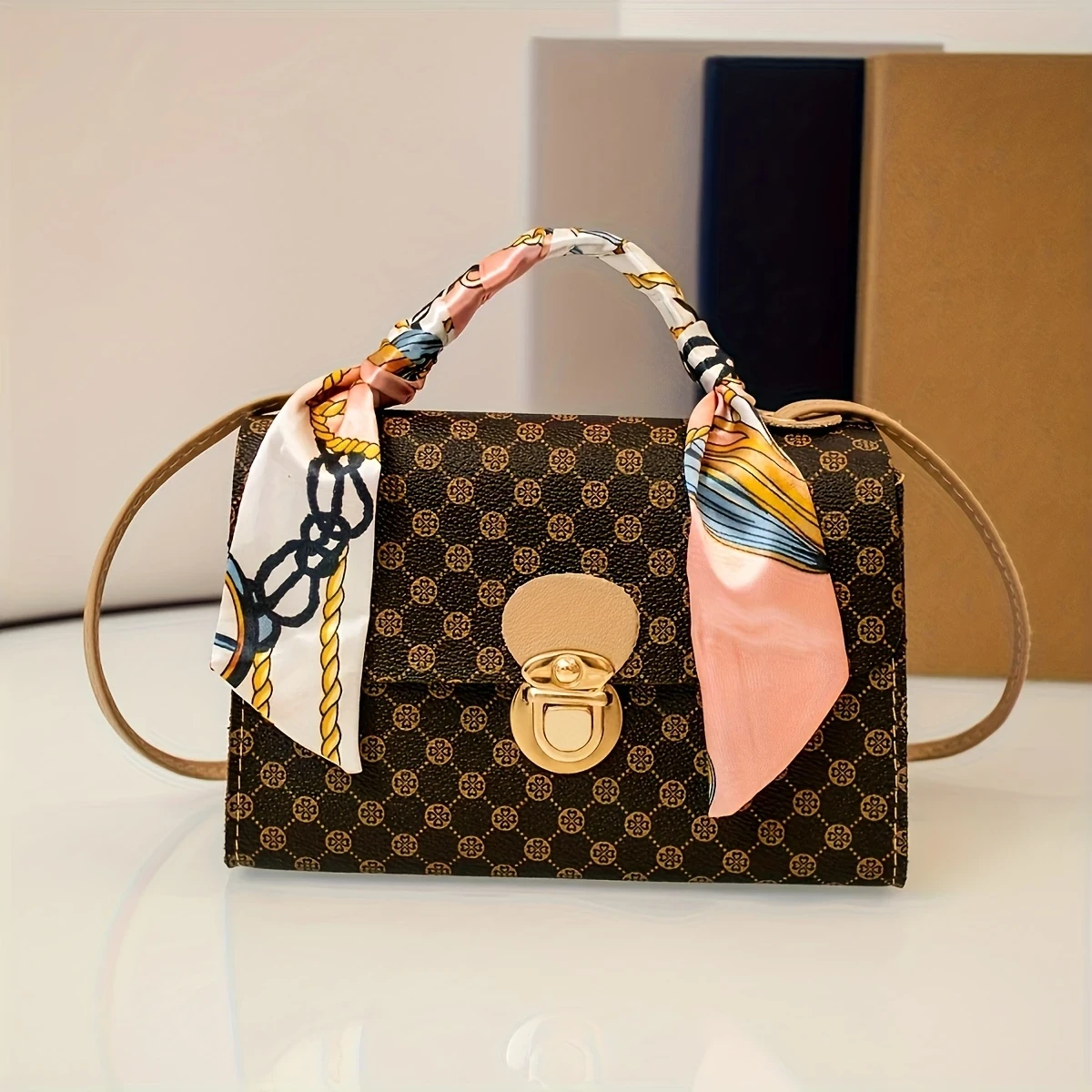 Stylish Women’s Bull Print Crossbody Bag with Adjustable Scarf Handle – The Perfect Blend of Fashion and Functionality