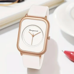 Women’s Fashionable Casual Watch – Rectangular Case with Silicone Strap for Comfortable and Versatile Daily Wear