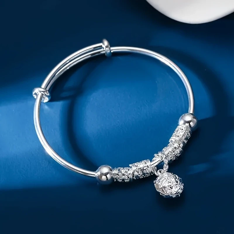 925 Sterling Silver Tribal Bell Bracelet – Adjustable Unisex Design for Festivals and Parties