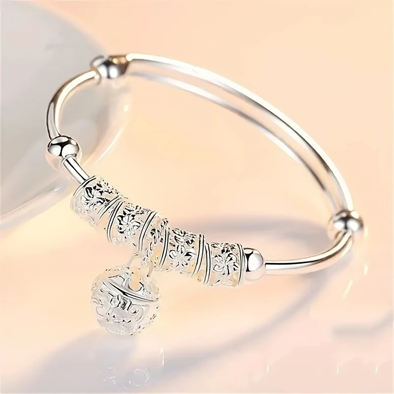 925 Sterling Silver Tribal Bell Bracelet – Adjustable Unisex Design for Festivals and Parties